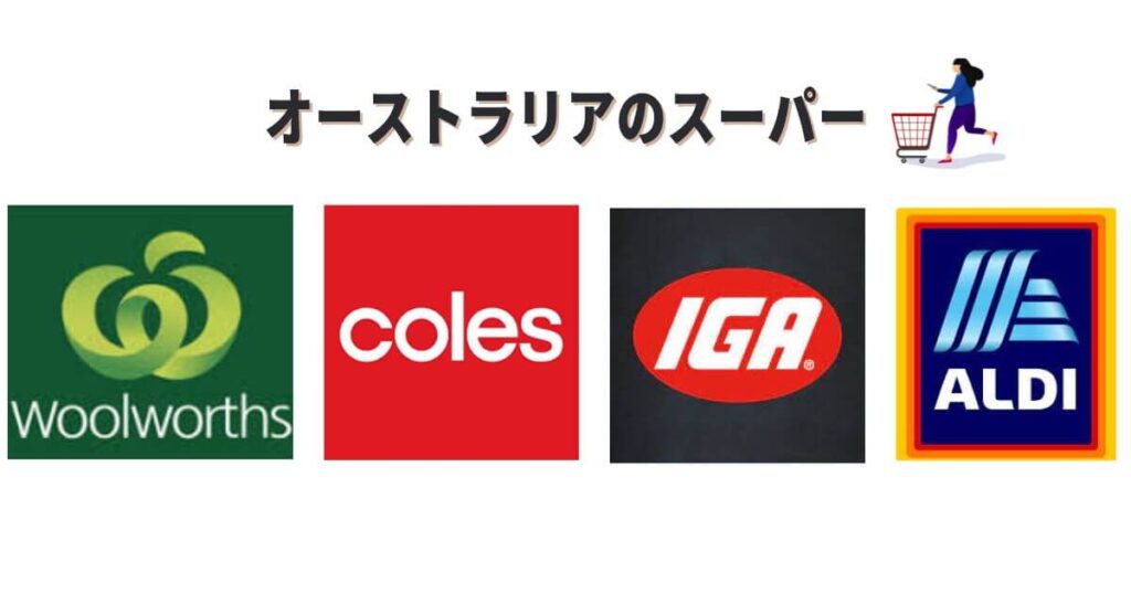 オーストラリアのスーパーマーケット　Woolies　Coles 　Aldi　IGA