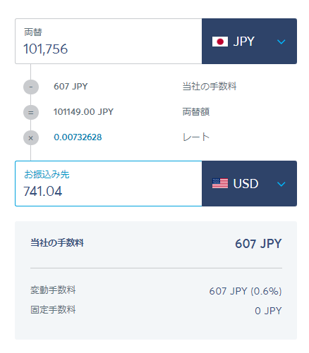 日本円からアメリカドルに両替